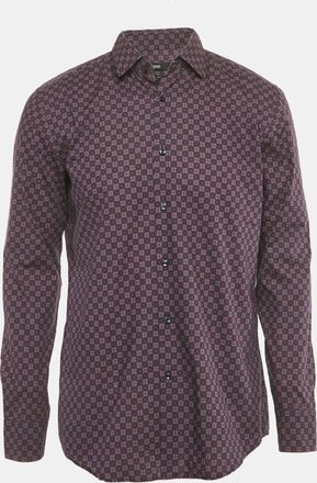 HUGO BOSS Boss By Hugo Boss Navy Blue Printed Cotton Slim Fit Shirt