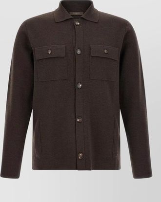 Zanone virgin wool knit shirt jacket