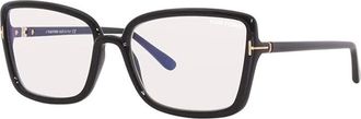 Tom Ford Eyeglasses Butterfly Full Rim, Vintage Havana Frame And Clear Demo Lenses Lens Ft5813-B055