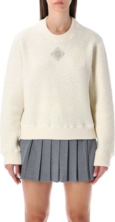 Casablanca Womens Terry Fleece Crew Sweatshirt - Ivory Wool - Size Medium