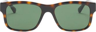 Gucci Rechthoekige Zonnebril met Montuur - Heren - Zonnebrillen - Bruin - 55 MM - Leer - Accessoires