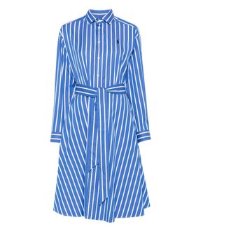 Polo Ralph Lauren Heldere Blauwe Overhemdjurk met Riem - Dames - Shirt Kleedjes - Blauw - XS - Katoen - Kleedjes