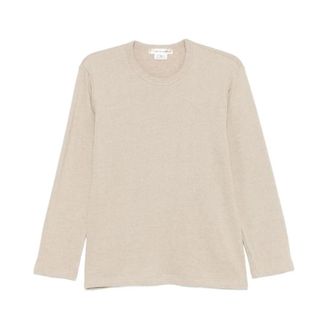 Comme Des Gar&ccedil;ons Cotton Fur Detail T-Shirt - Dames - Longsleeves - Beige - S - Linnen - Tops