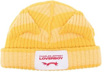 Charles Jeffrey Loverboy Striped Beanie - Heren - Hoeden - Geel - ONE Size - Accessoires