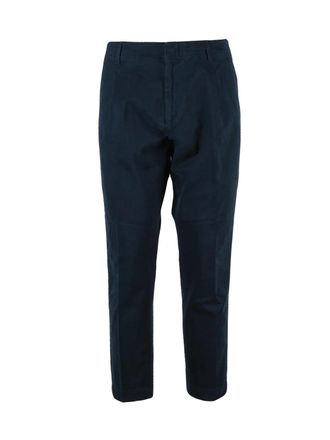 Dondup Blue Ben Pleated Tailored Stretch Cotton Trousers