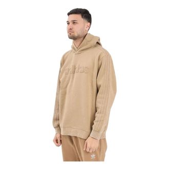 adidas Hoodies & sweatvesten, Heren, Beige, S, Katoen, Washed Hoodie