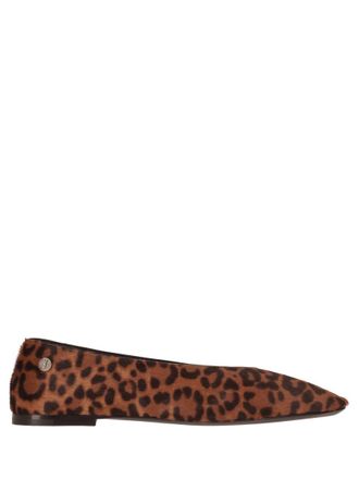 Saint Laurent Brown Animal Print Ballet Flats