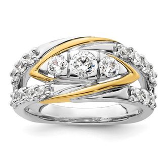 Diamond2Deal 14k Two-tone Lab Grown Diamond Wedding Band Ring 1.15Ct Clarity- VS Color- G-H