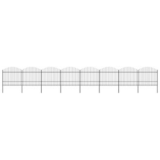 Berkfield Home Garden Fence with Spear Top Steel (1.5-1.75)x13.6 m Black