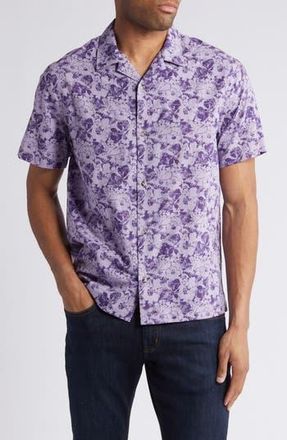 Travis Mathew Phoning In Floral Camp Shirt in Imperial at Nordstrom Rack, Size X-Large