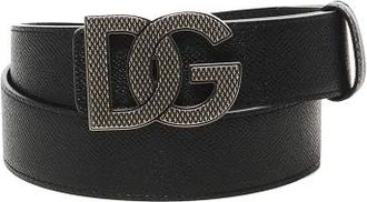 Dolce & Gabbana Accessoires, Heren, Zwart, 105 CM, Leer, Zwart Leren Cross Logo Riem