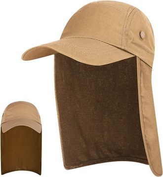 Generic SIBOMTEX Men UPF 50 Sun Cap Wide Brim Fishing Sun Cap Hat with Neck Flap Khaki