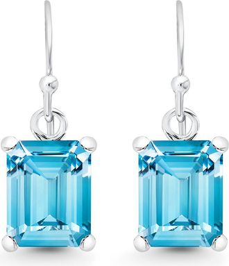 MAX + STONE Sterling Silver 10x8mm Emerald-Cut Gemstone Dangle Earrings