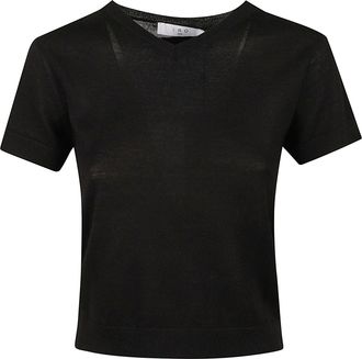 Iro Fitted Cropped Top with Round Neckline and Sheer Texture