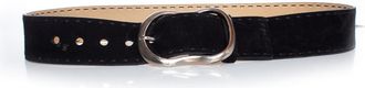Prada Prada, zwarte su&egrave;de riem met zilveren gesp