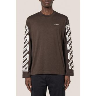 Off-white Mens Chocolate Cotton Long Sleeve Shirt, Size M