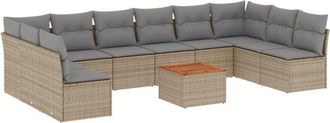 vidaXL Juego De Sof&aacute;s Jard&iacute;n Con Cojines Beige Mezcla 11 Pzas Rat&aacute;n Pe Vidaxl