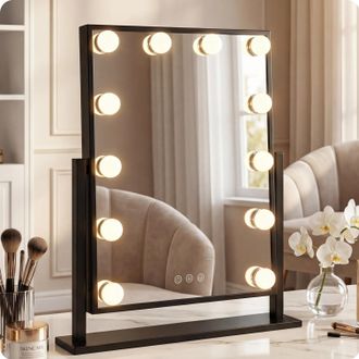 OEM Espejo De Maquillaje Negro Estilo Hollywood De 47x36 Cm Con Luz Led De Colores (10 Unidades)