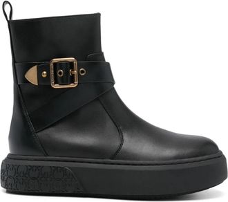 Pinko Yoko Mid Sneaker - Dames - Enkellaarsjes - Zwart - 37 EU - Leer - Schoenen