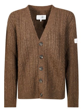 Maison Margiela V-Neck Cardigan With Logo Patch