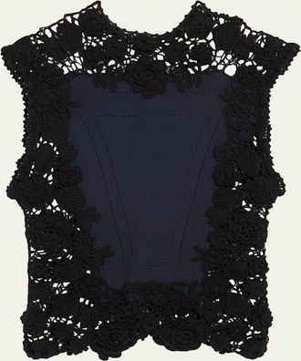 Ulla Johnson Gigi High-Neck Crochet Knit Top
