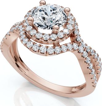 Pompeii3 1 1/10Ct Lina Diamond Halo Engagement Ring 14k Gold or Platinum Lab Grown