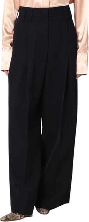 Jil Sander Wijde Zijdeblend Broek - Dames - Wijde Broeken - Zwart - XS - Broeken
