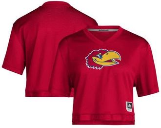 adidas Womens adidas Red Kansas Jayhawks Primegreen V-Neck Cropped Jersey at Nordstrom, Size Xx-Large