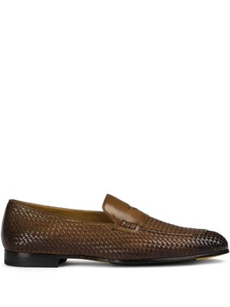 Doucal's woven leather loafers - Brown