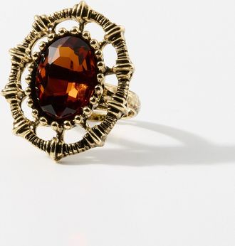 Simons Womens Amber stone decorative ring