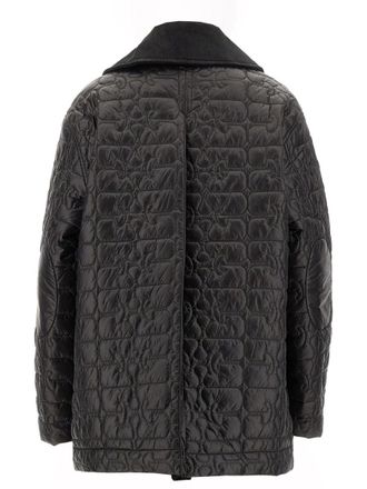 Ganni Quilted Midi Quilted Jacket - Gray