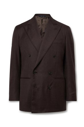 Saman Amel Double-Breasted Wool-Hopsack Blazer