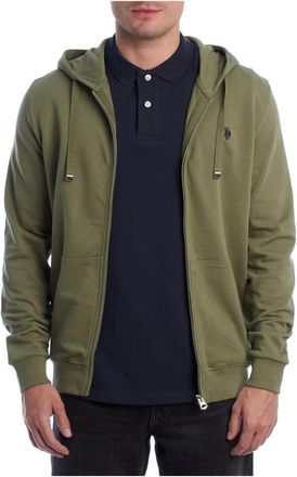 U.S.Polo Association Hoodie met rits en sportieve erfgoed - Heren - Vesten met rits - Groen - 2XL - Katoen - Hoodies & sweatvesten
