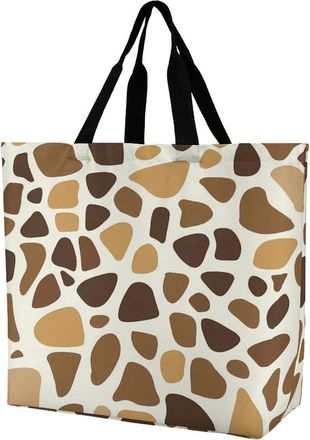 Generic Giraffe Skin Pattern Reusable Shopping Bags Large Capacity Grocery Bag Heavy Duty Tote for Women 40x40x16cm