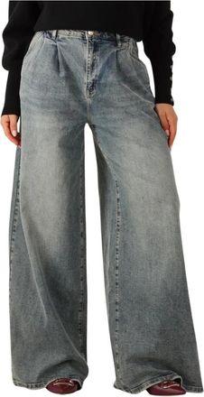 Janice Veelzijdige Dollar Wide Jeans - Dames - Loose Fit Jeans - Blauw - W29 - Wol - Jeans