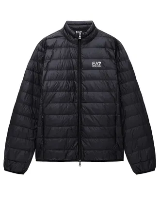 Emporio Armani Packable Lightweight Puffer Jacket with Horizontal Quilting and Contrast Detail