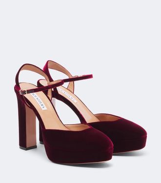 Aquazzura Salones con plataforma Amira de terciopelo
