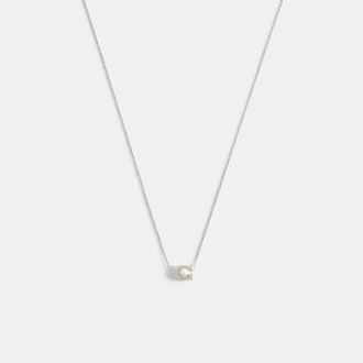 Coach Womens Signature Pearl Pendant Necklace - Silver - One Size