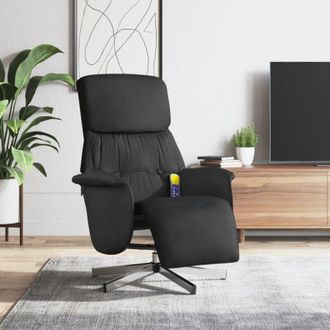 vidaXL Poltrona Reclinabile Massaggiante con Poggiapiedi Nera Tessuto - Vidaxl