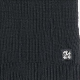 Stone Island Boys Wool Blend Scarf With Logo Black Scarfs