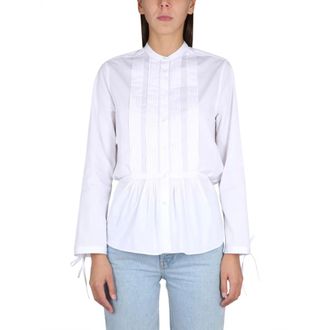Aspesi Overhemden, Dames, Wit, M, Katoen, Cotton Poplin Pintuck Shirt