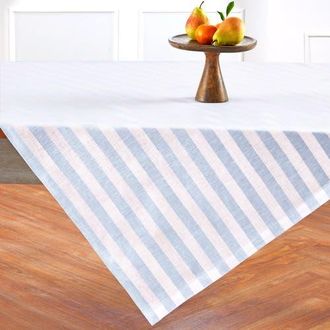 Solino Home Linen Table Throw - Sorrento Stripe, 52 x 52, 52 x 52 in Blue And White at Nordstrom, Size Small