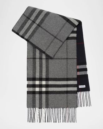 Burberry Men & apos;s Reversible Check Cashmere Scarf