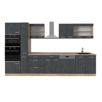 Vicco Mueble De Cocina R-line, Hormig&oacute;n Negro/roble Dorado, 350 Cm Sin Encimera