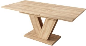 Urban Meuble Mesa de comedor extensible efecto roble con patas en forma de V