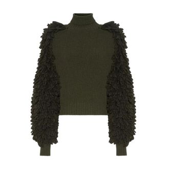 Jean Paul Gaultier Truien & Vesten, Dames, Groen, S, Wol, Mix Wolle Bont Steek En Vis