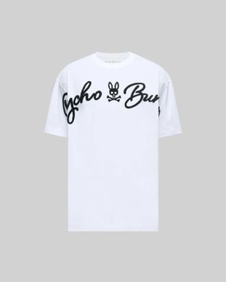 Psycho Bunny Mens Tate Oversized Graphic Tee 100 WHITE / XS