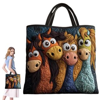 Generic Quilted Tote Bag, Embroidery Floral Bookish Patchwork Bags, Canvas Tote Bags for Women, Large Capacity Totes, Suitable for Office, Shopping, Appointme