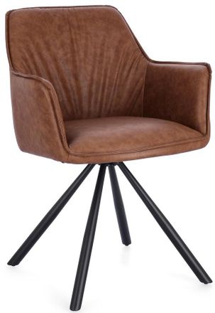 BIZZOTTO Drehbarer Design Stuhl Breval mit Armlehnen - Kunstleder Cognac