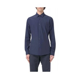 Michael Kors Overhemden, Heren, Blauw, 2Xl, Leer, Performance Stretch Slim Shirt